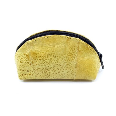 New Genuine Exotic Bufo Marinus Cane Zippered Coin Purse Yellow 5'' 