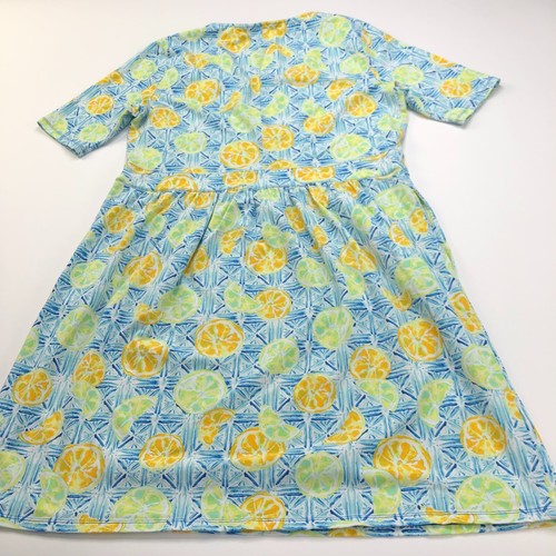 Vestido Lands' End Grande Para Mujer Calce Acampanado Estampado Completo Limones Azul Amarillo - Imagen 7 de 11