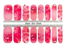 Chunky Glitter Hearts Nail polish strips / Nail Wraps / Nail Stickers