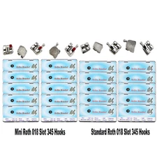 Dental Orthodontic Mini/Standard Roth 018 Slot Metal Brackets Braces 345 Hooks