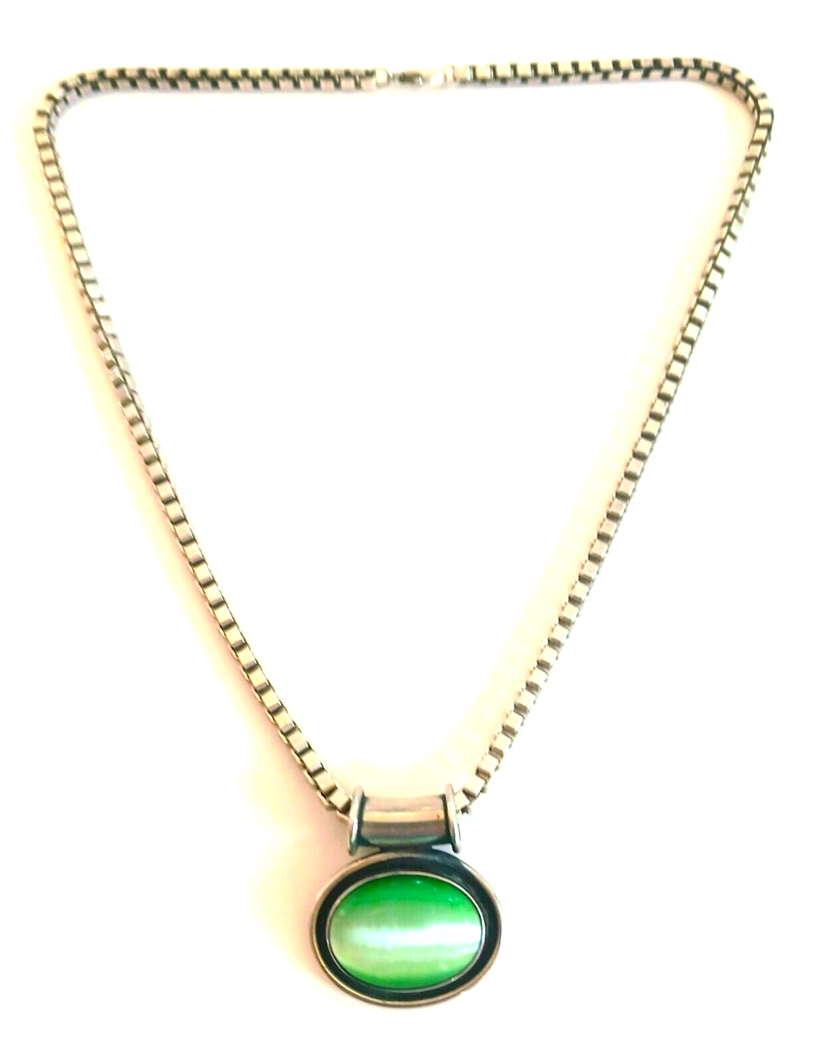 Vintage Sterling Silver Pendant with Green Stone 1990s | eBay