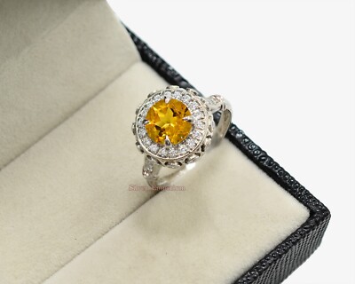 MM Natural Citrine Gems 925 Sterling Silver November Birthstone Wedding  Ring
