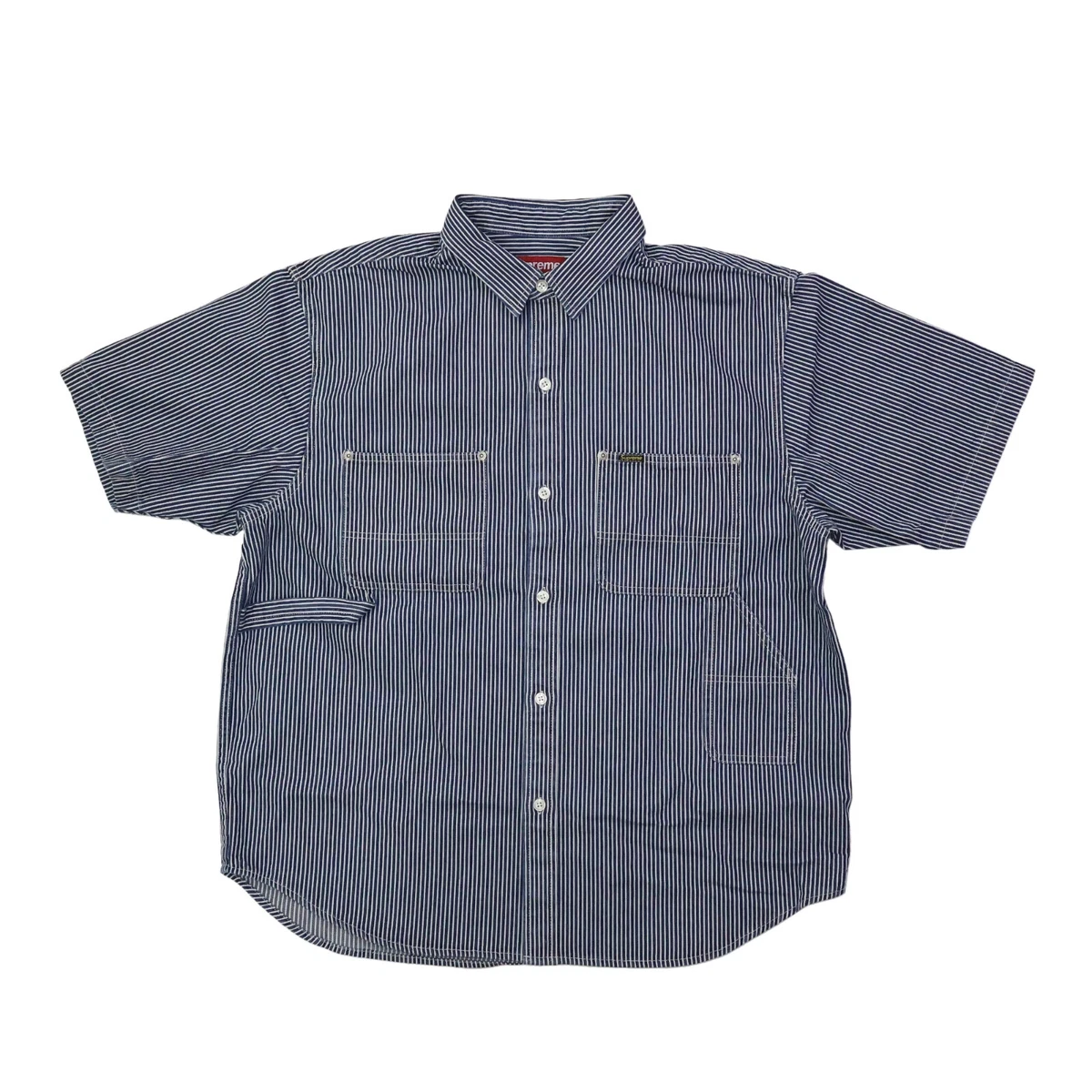 Supreme Short Sleeve Striped Casual Button-Down Shirts for Men for