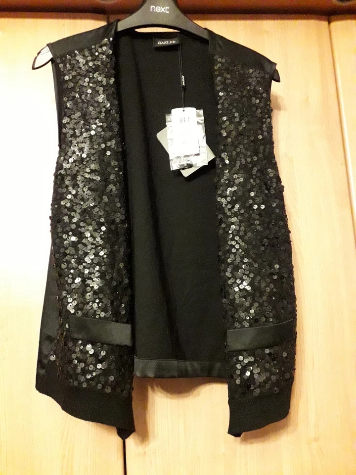 L@@K BASLER NWT SIZE 16 🎄 XMAS TUX STYLE SEQUIN FRONTED SILK WAISTCOAT £169 - Image 2 of 4