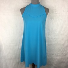 Everly Small Dress Sky Blue Sleeveless Scalloped High Neck Spring Short Spring
