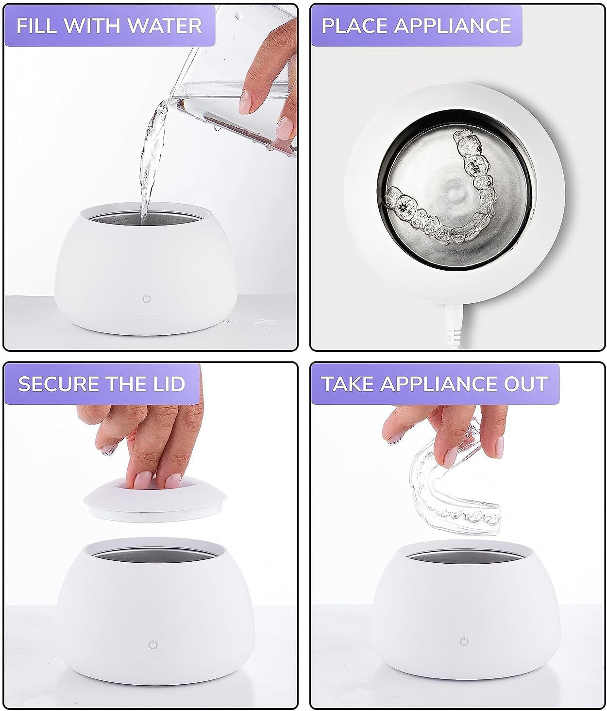 Zima Dental Pod Ultrasonic Cleaner for Dentures, Aligner, Retainer