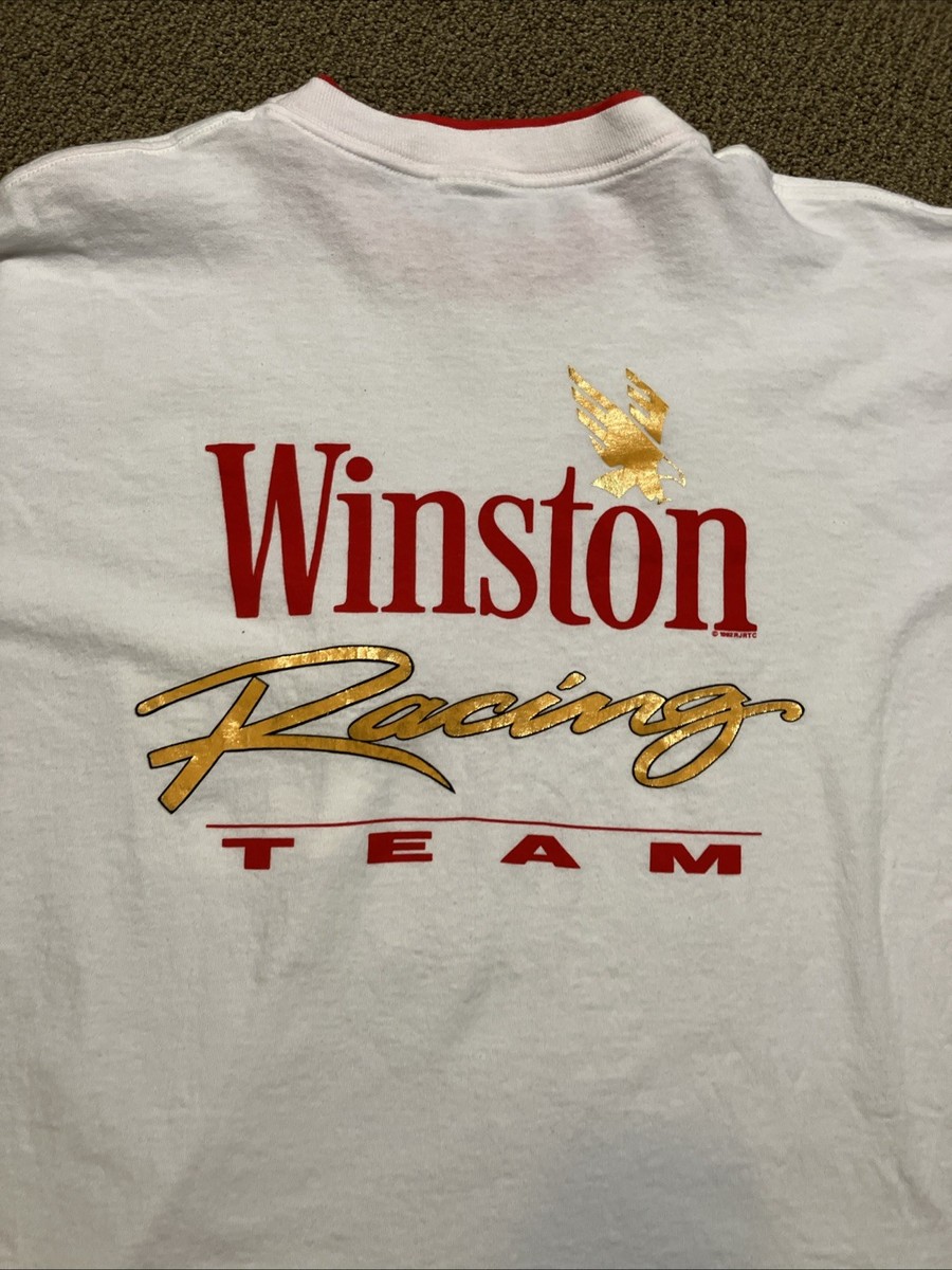 【Ｌ】©️92年 Winstonポケ T_ヴィンテージ ハーレー_USA製 Vintage Winston Racing Team Shirt Mens XL White Pocket Tee Made