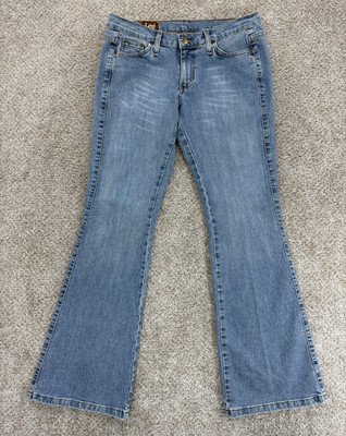 Vintage LEE Bell Bottom Jeans Womens Jrs 11 Blue Low Rise Big Flare Y2K (31x31)