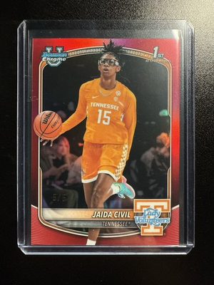 #ad 2025 26 Bowman Basketball Chrome Jaida Civil Red Refractor 5 5 BOOKEND BCP 74 $149.99