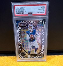 Panini 2024 Select Club Level Josh Allen Zebra Prizm #225 PSA 10 Bills
