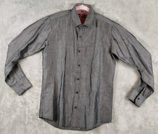GIORGIO ARMANI Button Front 100 Cotton Mens Medium Gray Shirt MADE IN ITALY