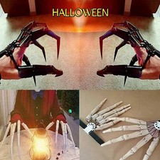 3D Printed Halloween Articulated Fingers Skeleton Claw Gloves Cosplay Prop