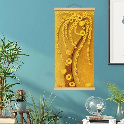 Golden Money Tree Printing Scroll Wall Hanging Art Waterproof Decorative - Picture 1 of 7