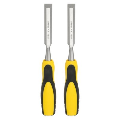 2pcs 5/8'' Steel Wood Chisel Blade Wood Working Flat Chisel with Handle Yellow
