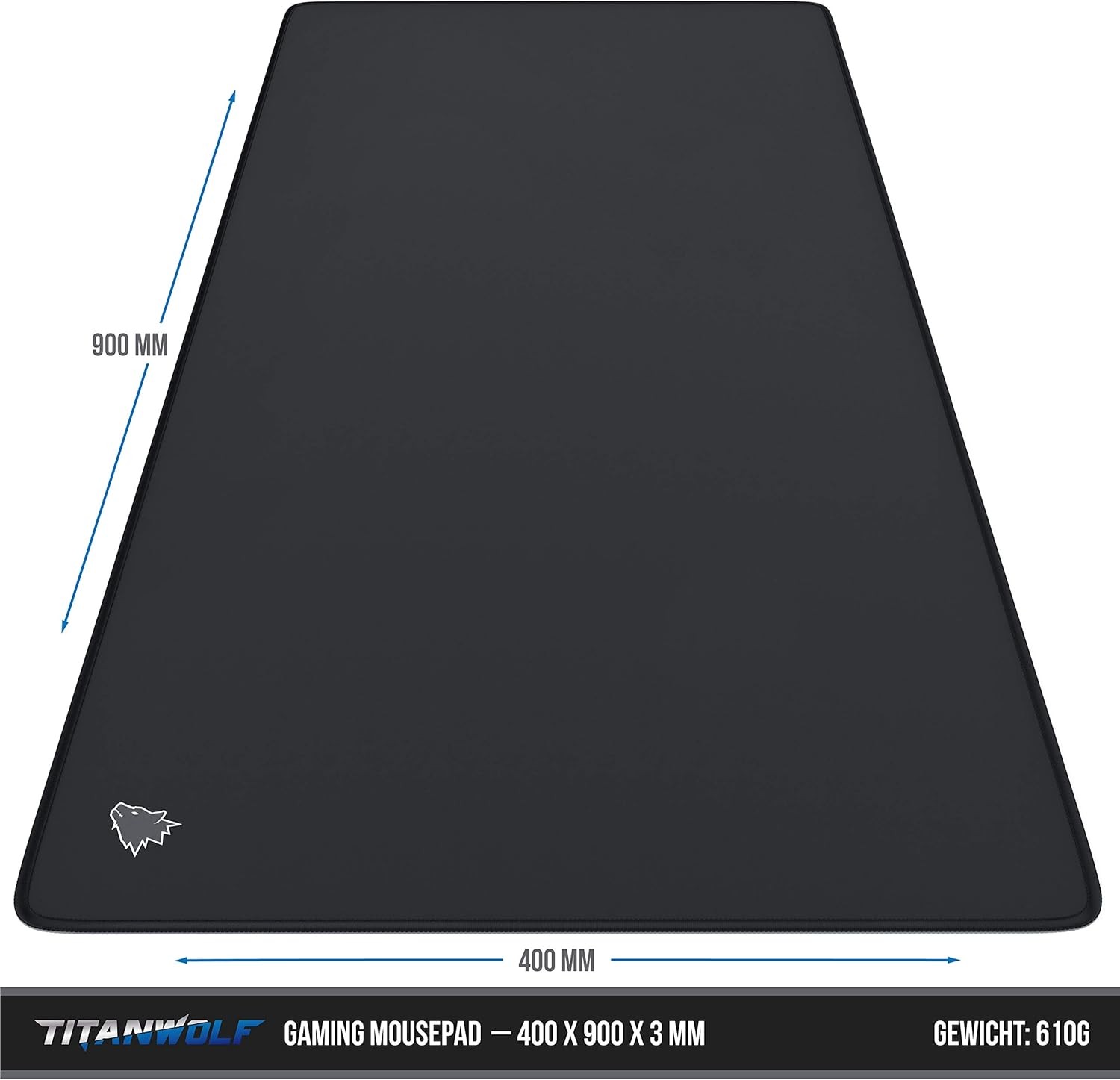 Tapis souris XXL de jeu avec surface ultra-lisse et base fixe noire