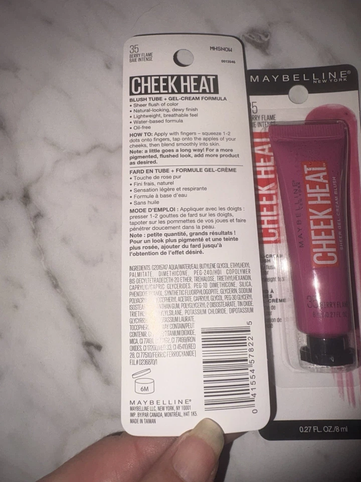 NEW Maybelline CheekHeat Sheer CreamBlush 35 Berry Flame Dewy MakeUp lot of 2 - Image 3 of 4