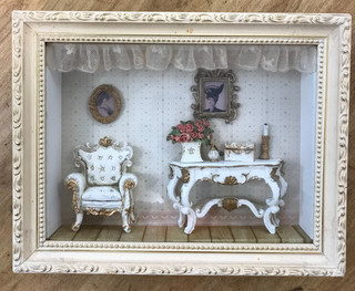 Vintage Victorian Inspired 3D Shadow Box Living Room 13 x 10 x 2.8" (A)