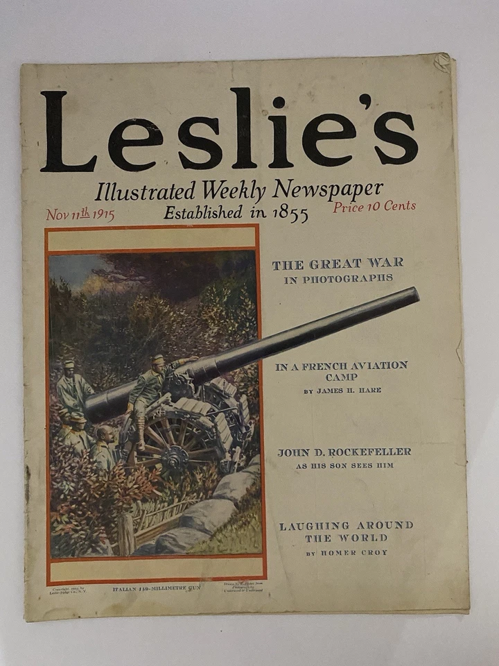 Lot of 7 Leslie’s Wk Illustrated NP 1915 WWI Era –Nov & Dec Iss–Historic Covers - Image 3 of 4