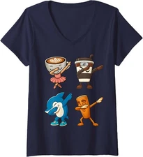 Dabbing Cute Italian Brainrot Meme Character Ladies' V-Neck Tshirt