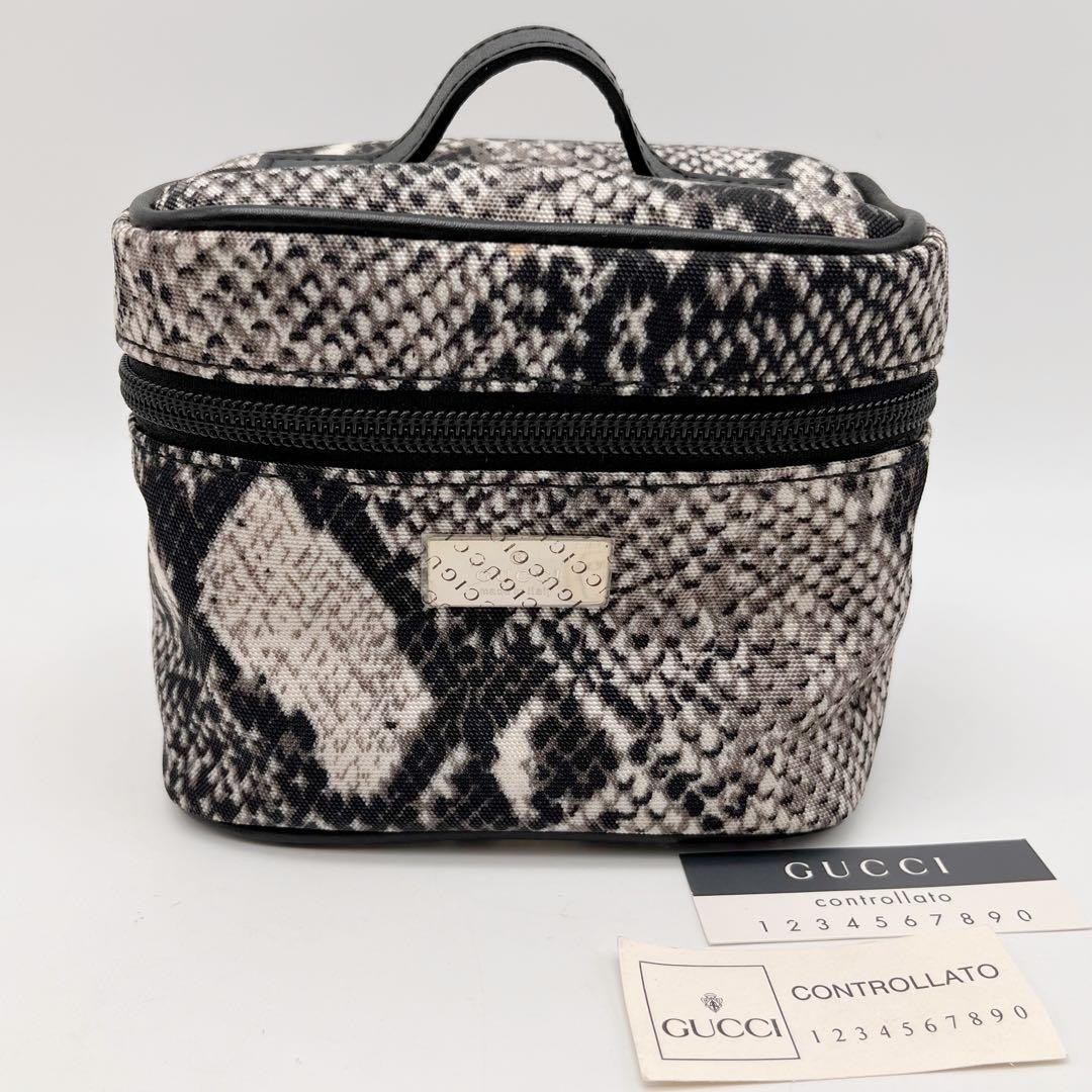 Gucci Python Pattern Pouch Mini Bag White Black U… - image 1