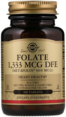 SOLGAR - FOLATE 1333mcg - METAFOLIN 800 mcg / 100 Tabletten / FOLIEN