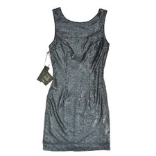 Lulus Shine Time Sequins Bodycon Mini Dress Womens Medium Blue Draped Back 