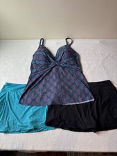 Miraclesuit Women's Tankini Top Size 16 With 2 Swim Skirts Size 16-A5