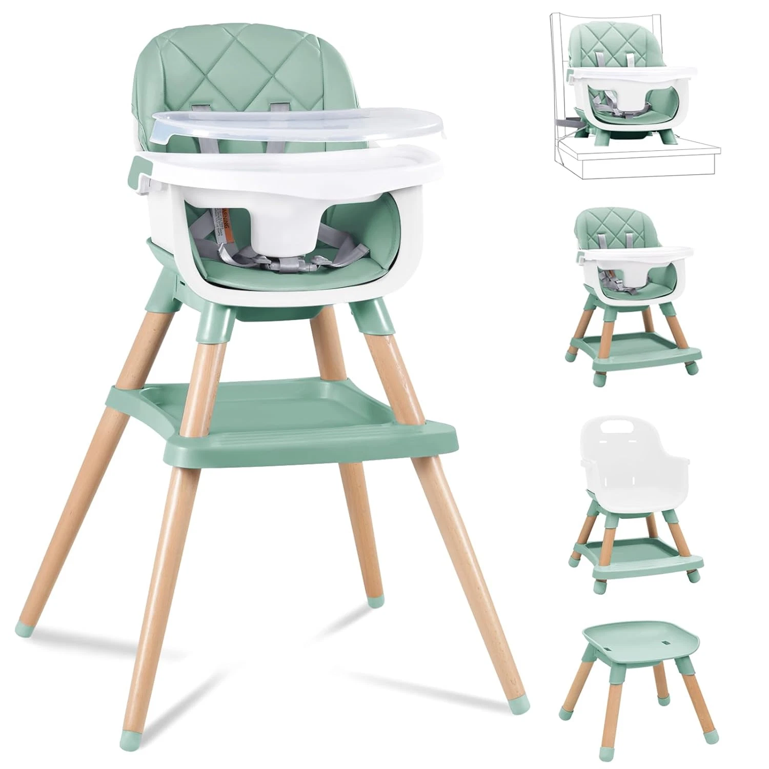 Baby High Chair, 8 in 1 Convertible Wooden High Chair for Babies and Toddlers, C
Opens in a new wind