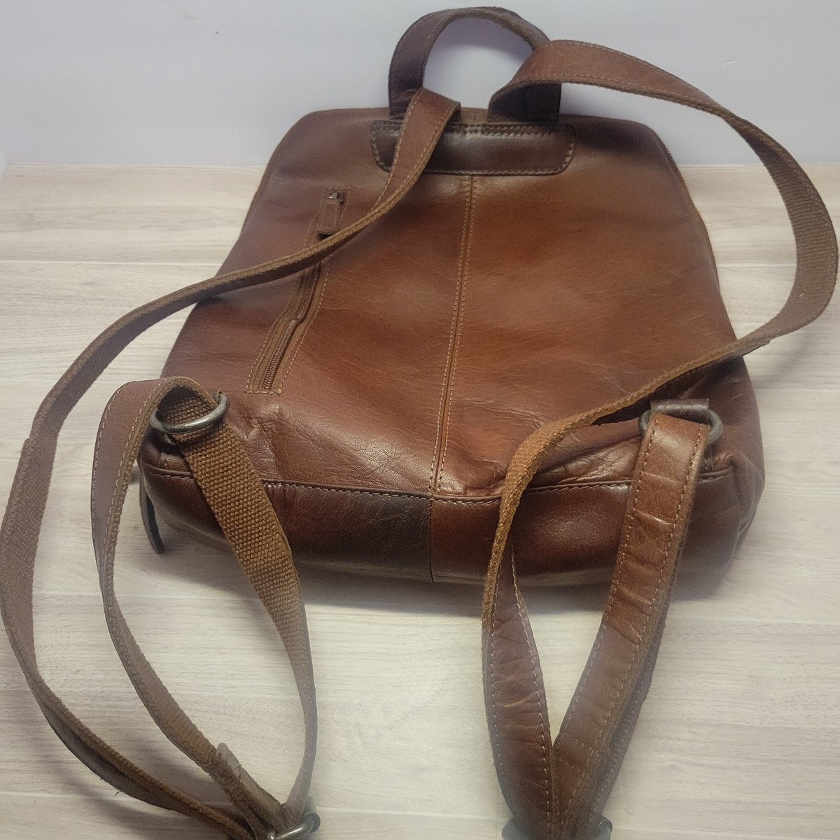 Wild West Los Angeles Cognac Brown Leather Backpack Plaid Interior Card Slots Wild West Los Angeles Brown Cognac Leather Purse... | Depop main image 4