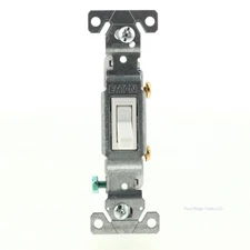 Eaton 1301-7W White 15A Framed Toggle Wall Light Switch Single Pole 120V Bulk