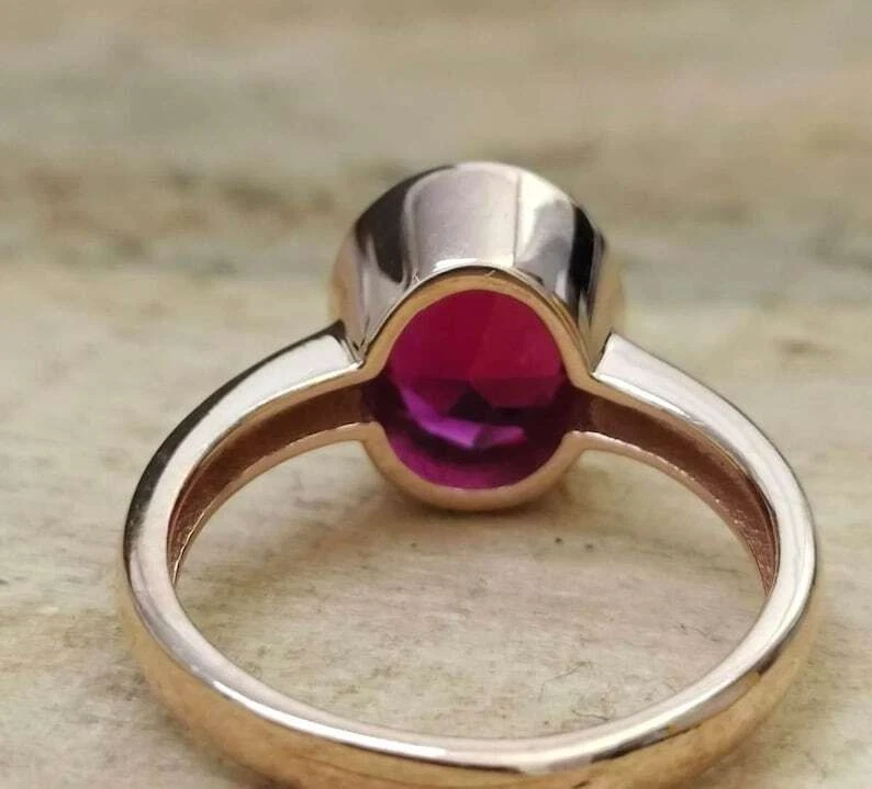 Кольцо ручной работы из чистого серебра с натуральным рубином 5,52 карата розовое золото Z927 - Изображение 3 из 4