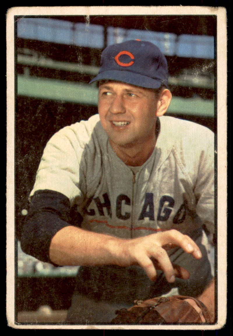 1953 Bowman Color #110 BOB RUSH  Chicago Cubs  VG (Corner Wear)