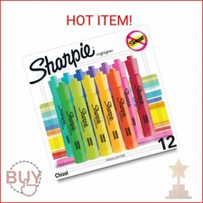 Sharpie Tank Highlighters, Chisel Tip, Assorted Fluorescent Colors, 12 Count - B