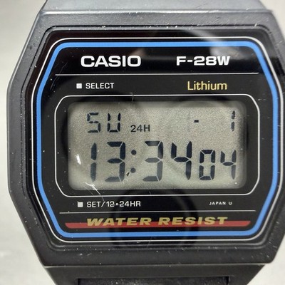 時計CASIO Casio F-28 Watch Men 34mm Digital Black Tone Alarm Chrono Octagon