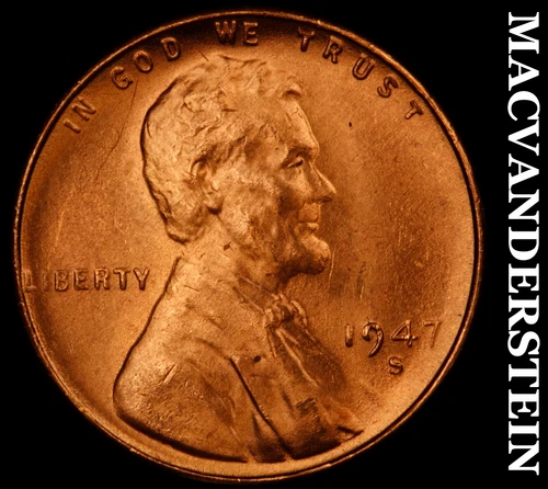 1947-S Lincoln Wheat Cent- Choice Gem Brilliant Uncirculated Luster #J1977
