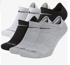 Nike Dri-Fit 6-pack No Show socks everyday PLUS 6pk sport socks size L Gray Whit