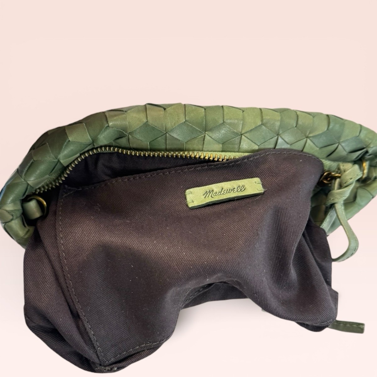 MADEWELL The Puff Crossbody Bag Woven Leather Edition in Chocolate