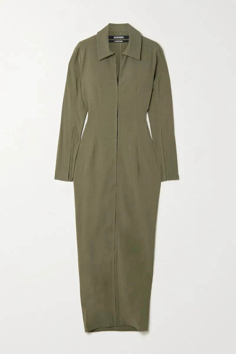 Jacquemus — JACQUEMAS Obiou Cutout Woven Maxi Shirt Dress 36