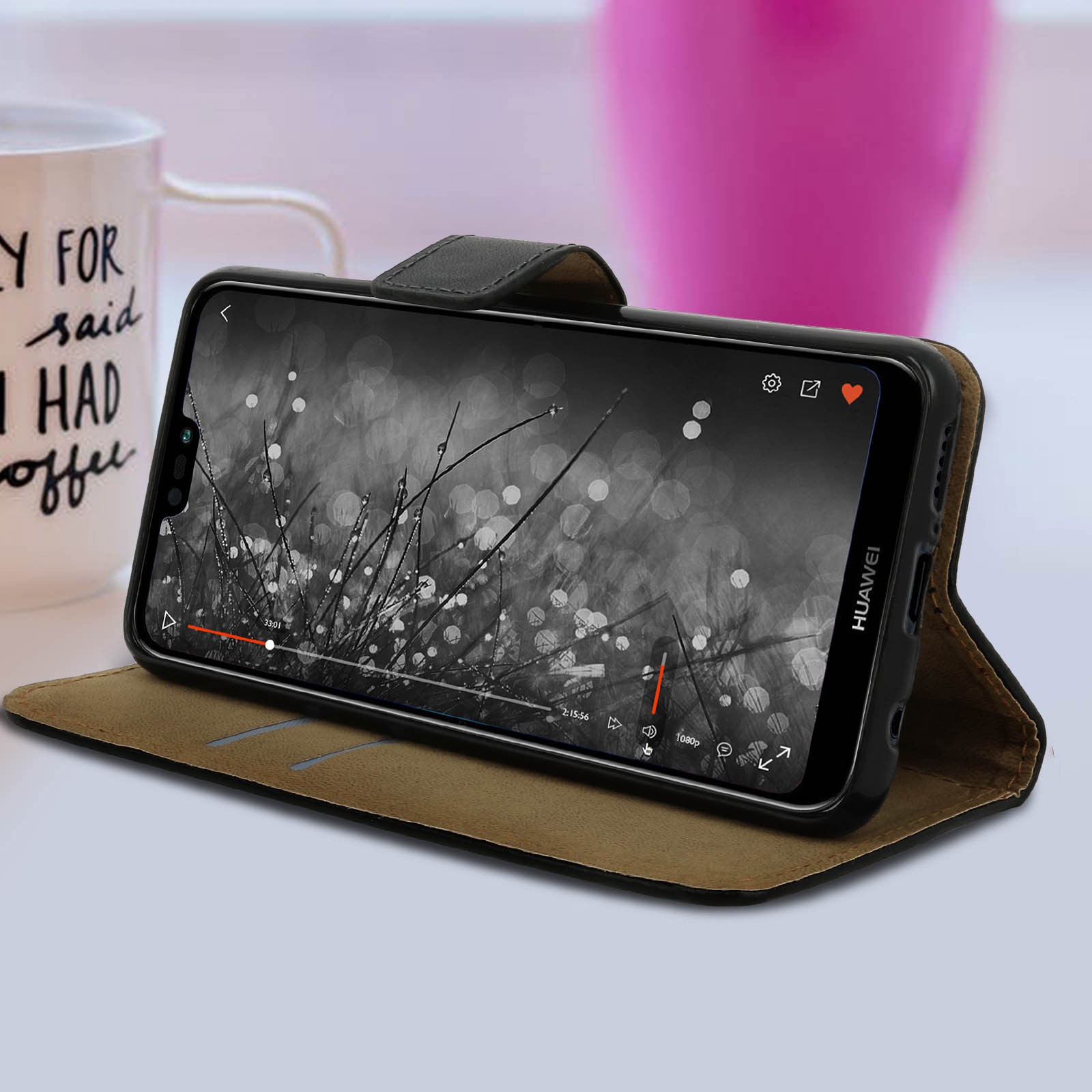 Étui cuir Huawei P20 Lite idéal pour visionner vos vidéos - 3