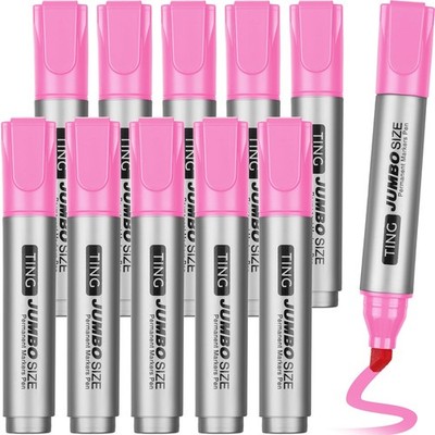Fuutreo 10 Pack Jumbo Permanent Markers Bulk Large 1 Count (Pack of 10), Pink