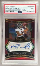 5759 Michael Penix Jr 2024 Panini Select Maroon Prizm Rookie RC Auto /75 PSA 9