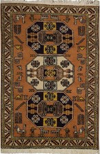3x5 Wool Area Rug Geometric Tribal | Rug #78270