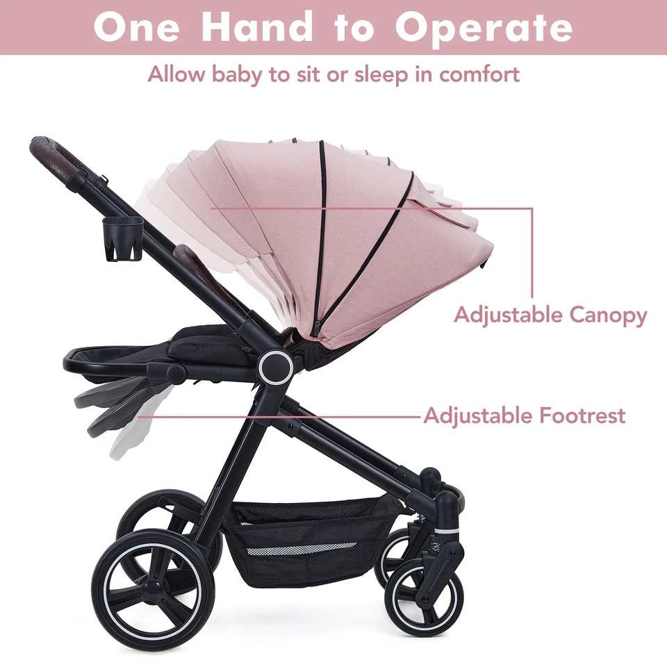 Cochecito de bebé convertible 2 en 1 modo cuna plegable cochecito infantil EE. UU. Foto 2 de 4