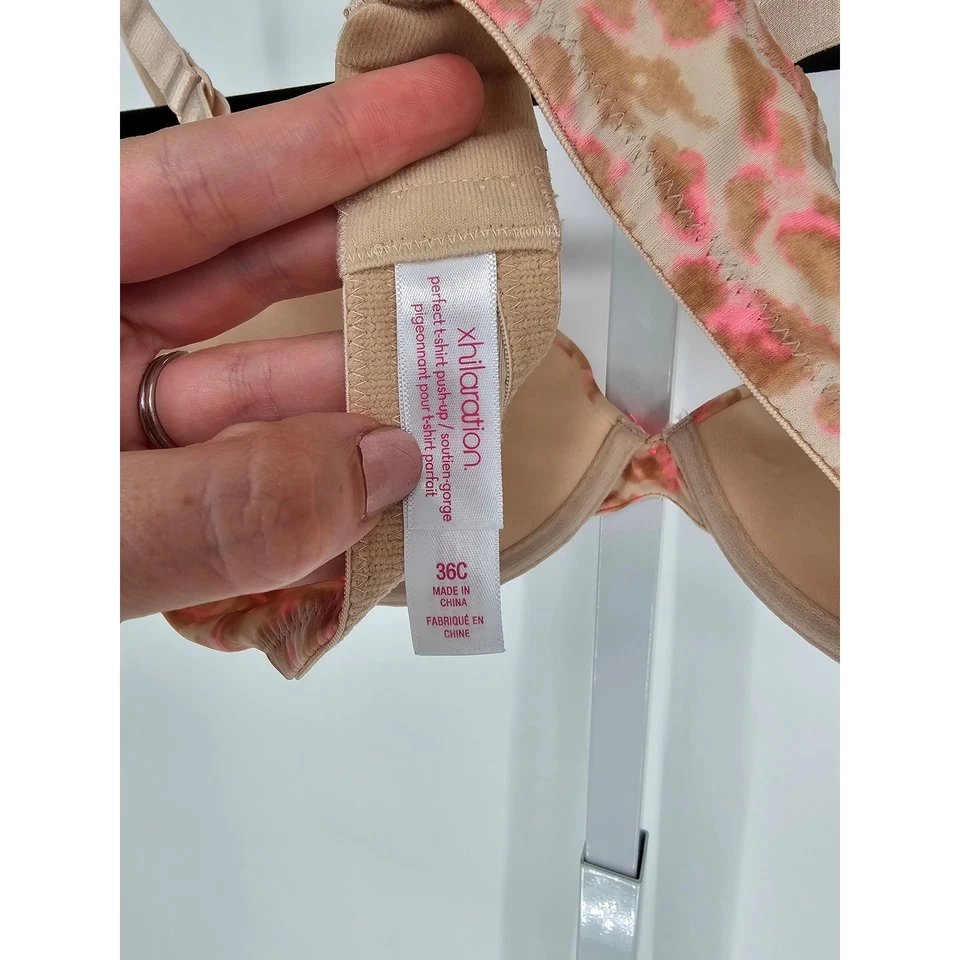Camiseta Xhilaration Talla 36C Sujetador Push Up Rosa Tostado Estampado Leopardo Foto 4 de 4