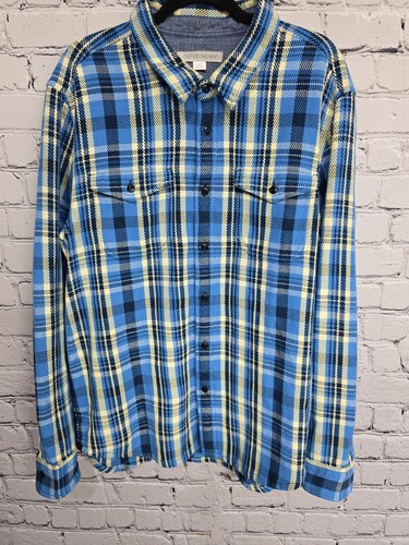 Outerknown Blanket Shirt Mens XL Blue Plaid Flannel Heavyweight Organic Camp