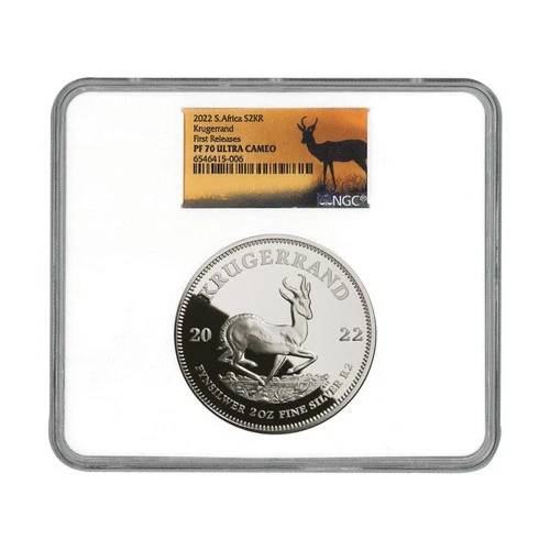 2022 South Africa Silver Krugerrand 2 oz Proof R2 Coin NGC PF70UC FR Springbok