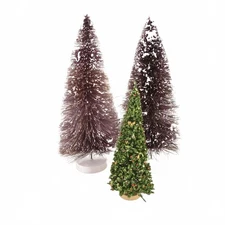 Off Brand Set of 3 Pine Trees with Snow, Christmas Dickens Village Accessories