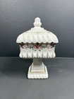 VTG  Westmoreland Milk Glass Candy Dish Wedding Bride Box Painted Compote Lid