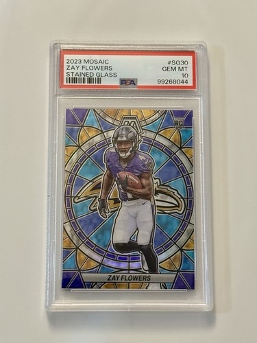 Zay Flowers #SG-30 2023 Panini Mosaic Stained Glass card