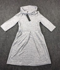 Neesha Sweater Dress Womens Small Heather Gray Stretch Cowl Neck Tight Knit Warm
